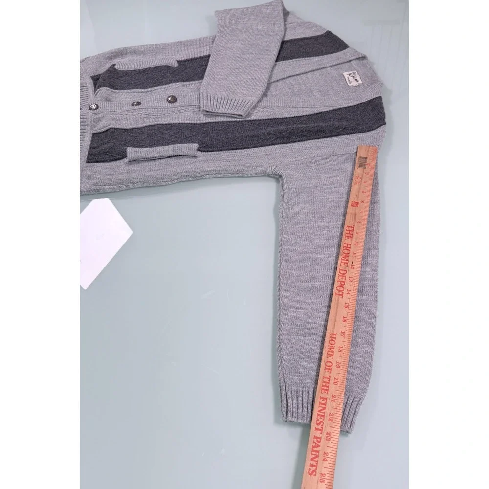VTG Karina Sweaters Cardigan Mens M Gray V-Neck Long Sleeve CozyCore Preppy‎